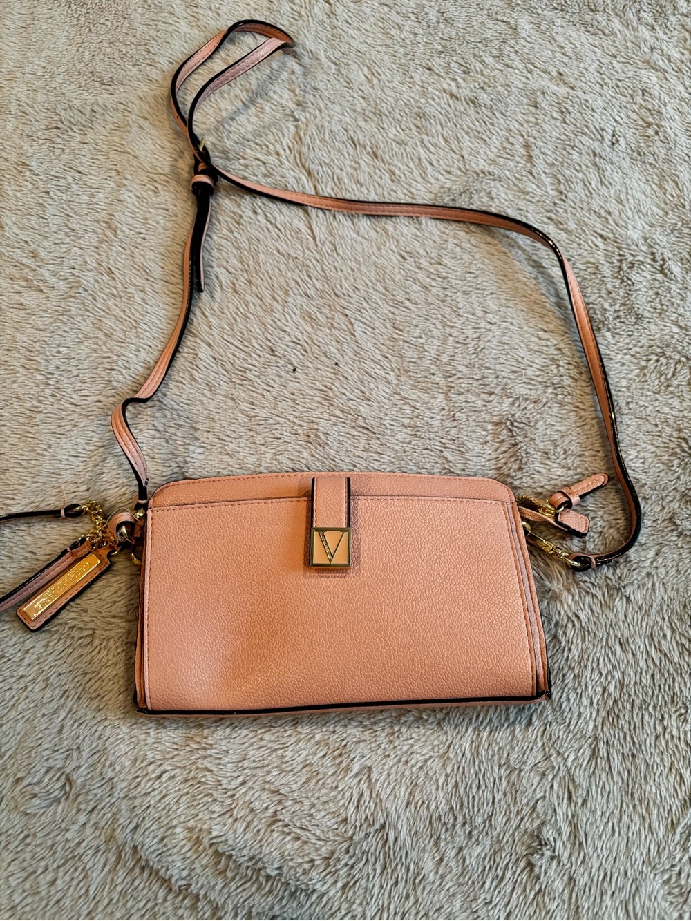Victoria's Secret Peach Crossbody Bag with Gold Accent